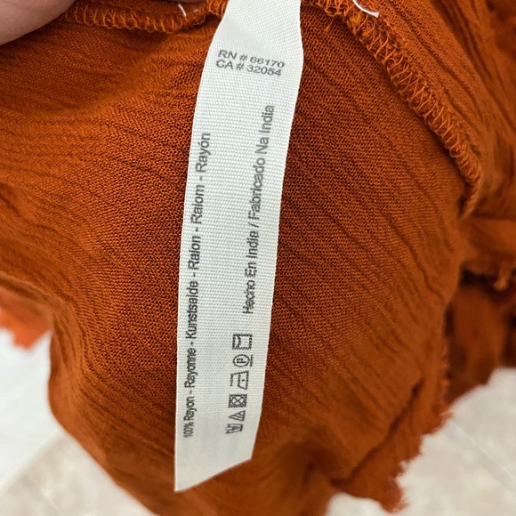 Free People burnt orange boho long sleeve drop waist size M - Picture 2 of 7